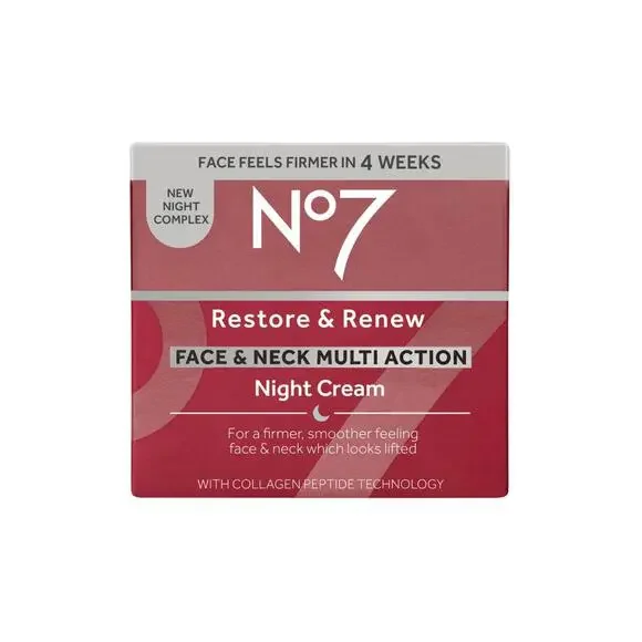 No7 Restore & Renew Face & Neck Multi Action Night Cream - 1.69 fl oz..
